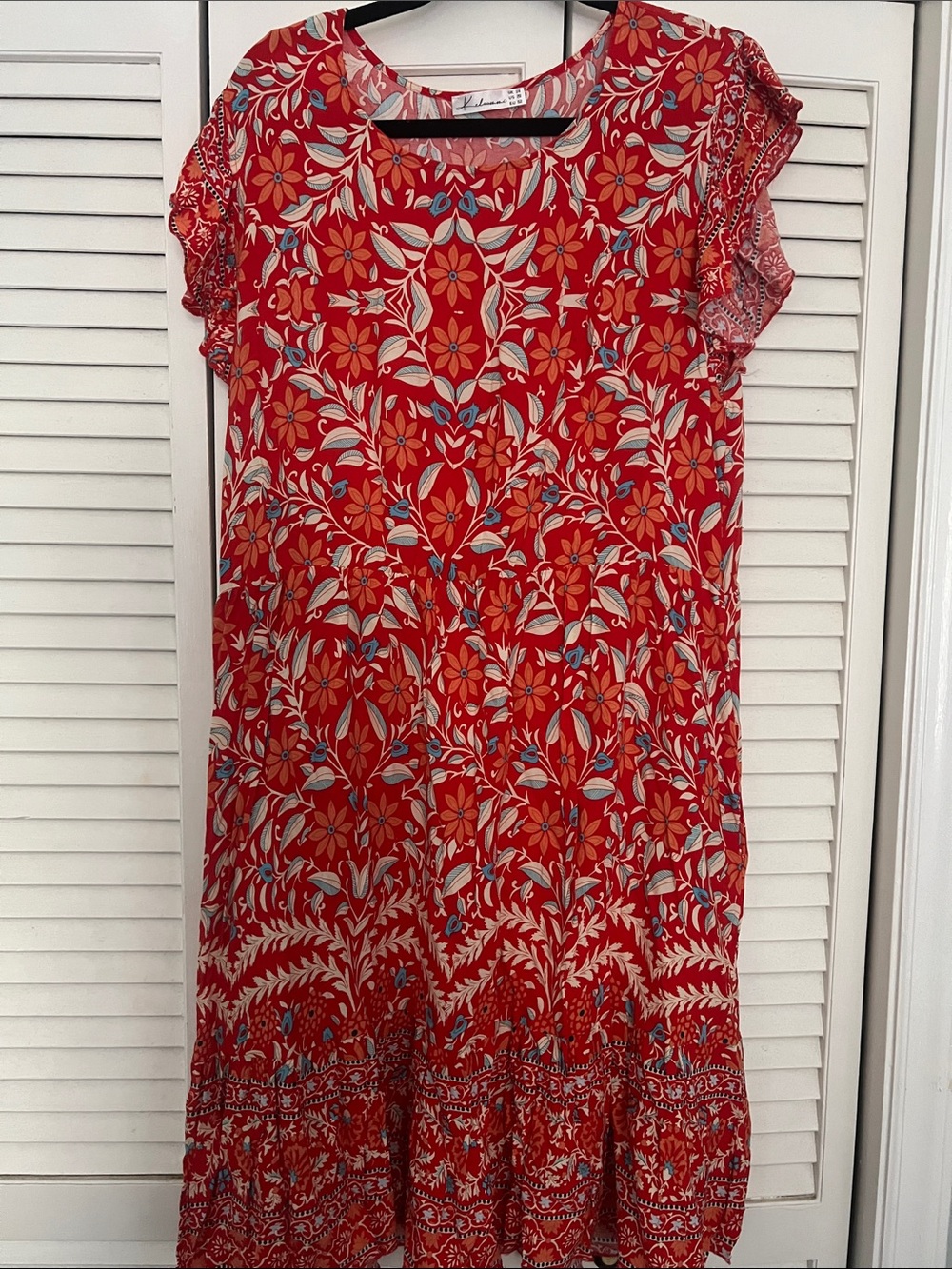 Women's Red Floral Short-Sleeve Dress